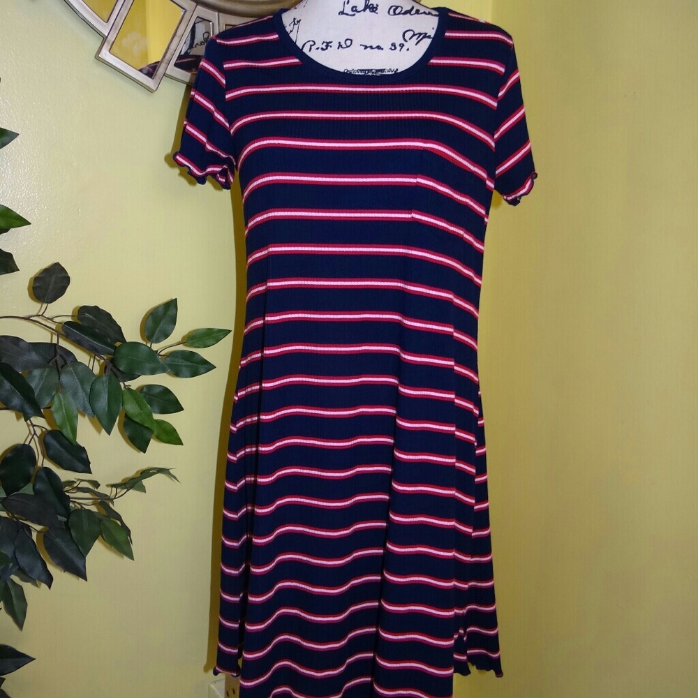 Mossimo Navy Red Stripped Dress